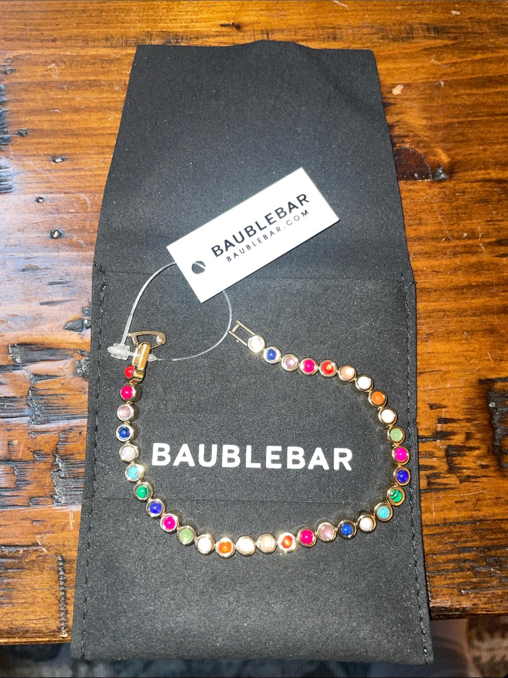 BaubleBar Nina Multicolor Gold-Tone Crystal Tennis Bracelet